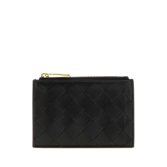 Bottega Veneta Women Black Nappa Leather Intrecciato Card Holder